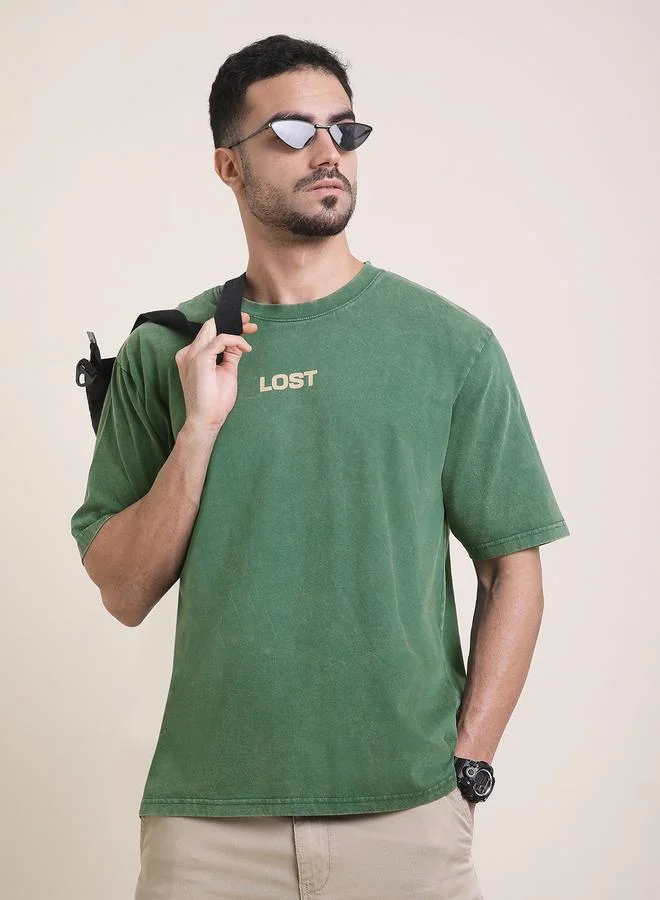 Difference of Opinion Men Oversized Acid Wash Printed T-Shirt